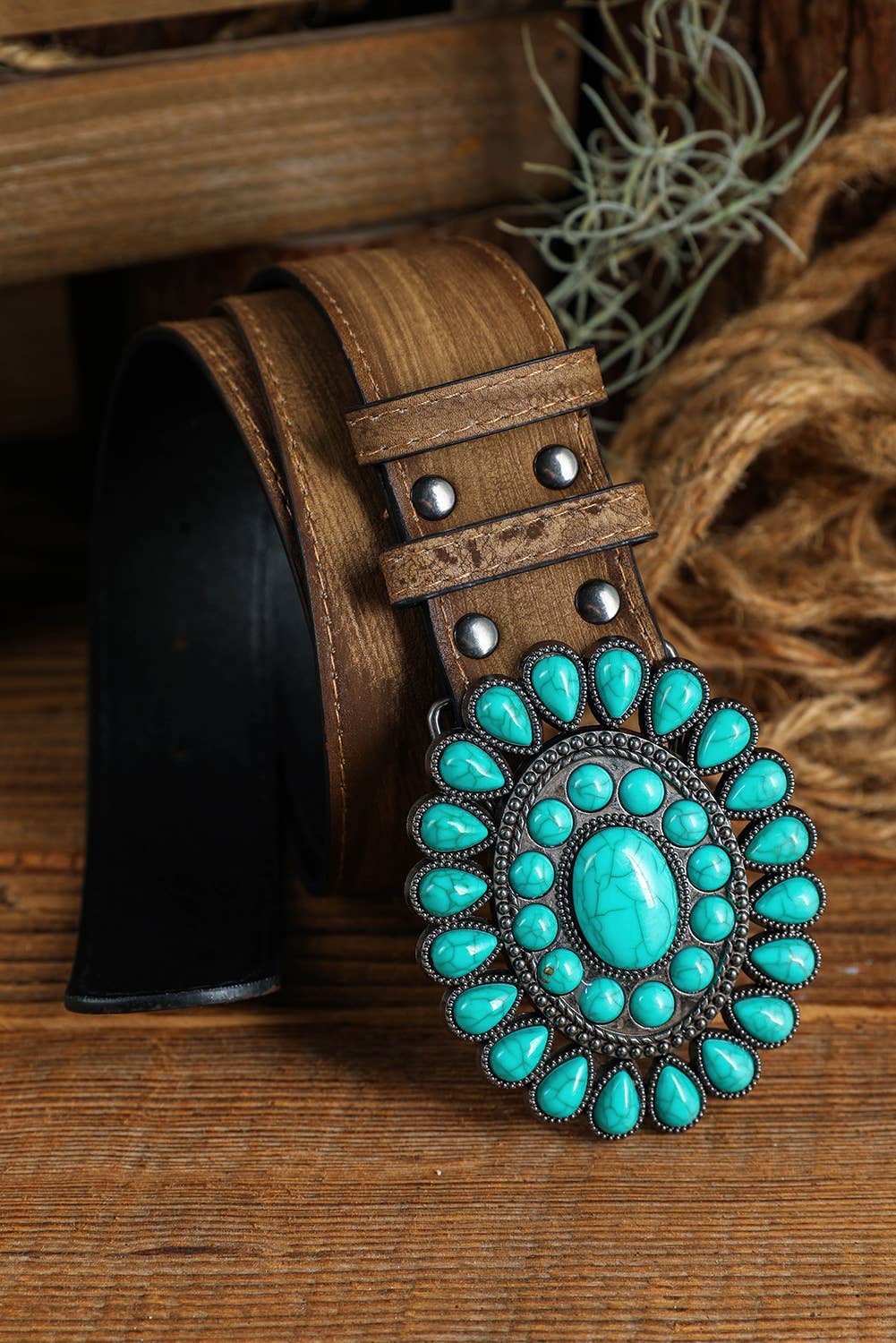 LDC Western Turquoise Decor Retro Wide Belt