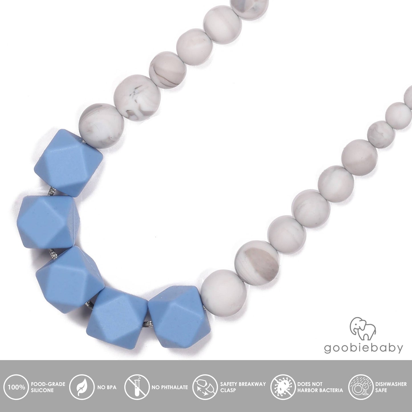 Madison Teething Necklace - Marble/Blue