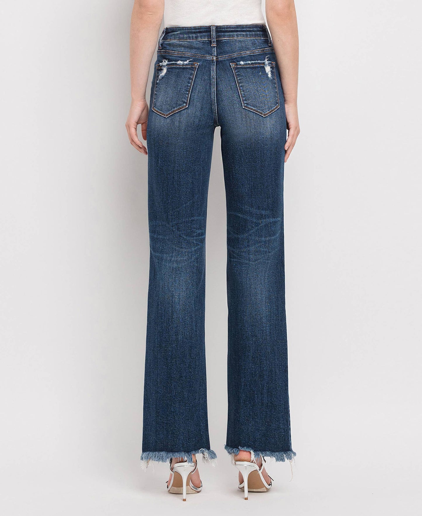 TUMMY CONTROL HIGH RISE FRAYED HEM DAD JEANS LV1308
