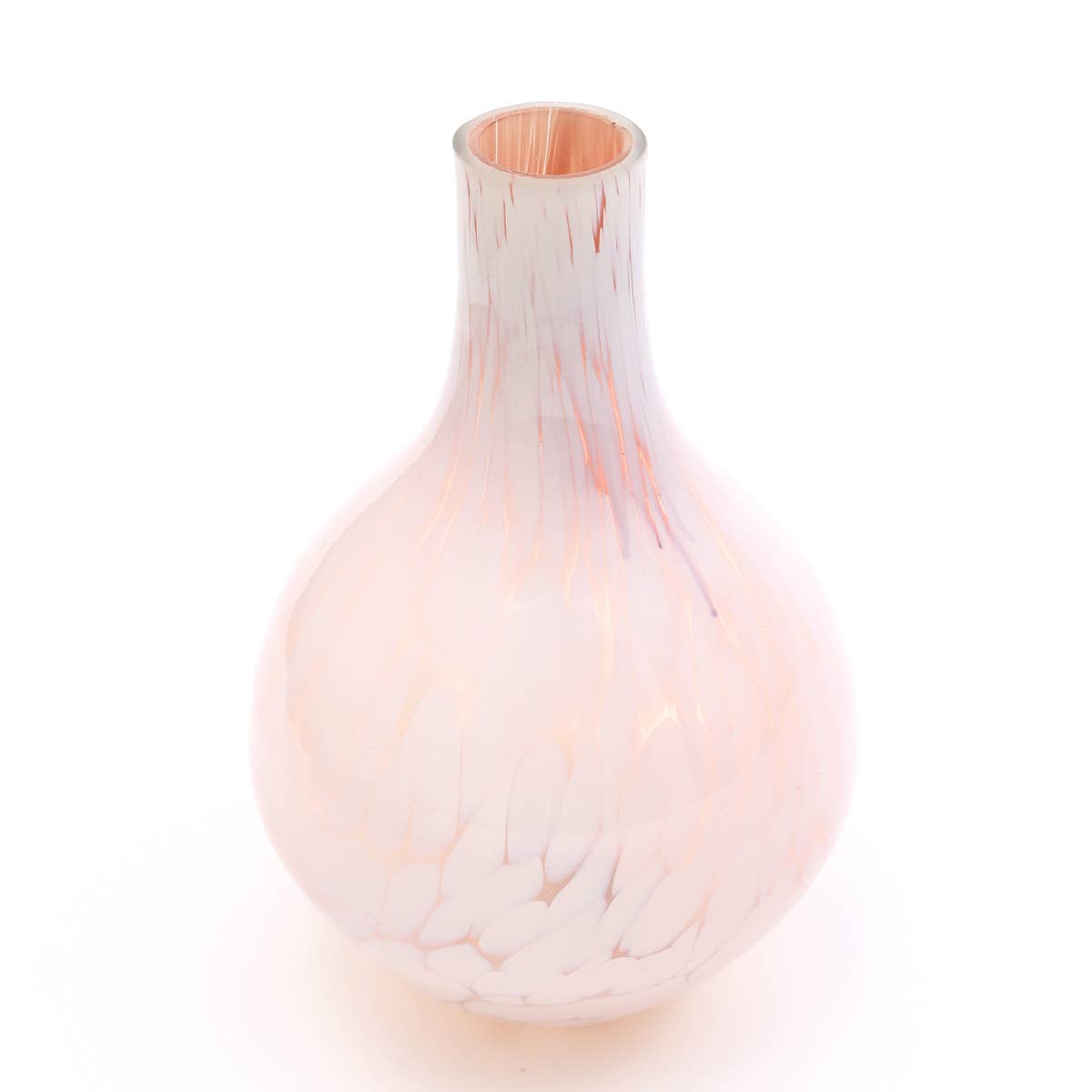White Splutter Round Glass Vase-8.5X13"