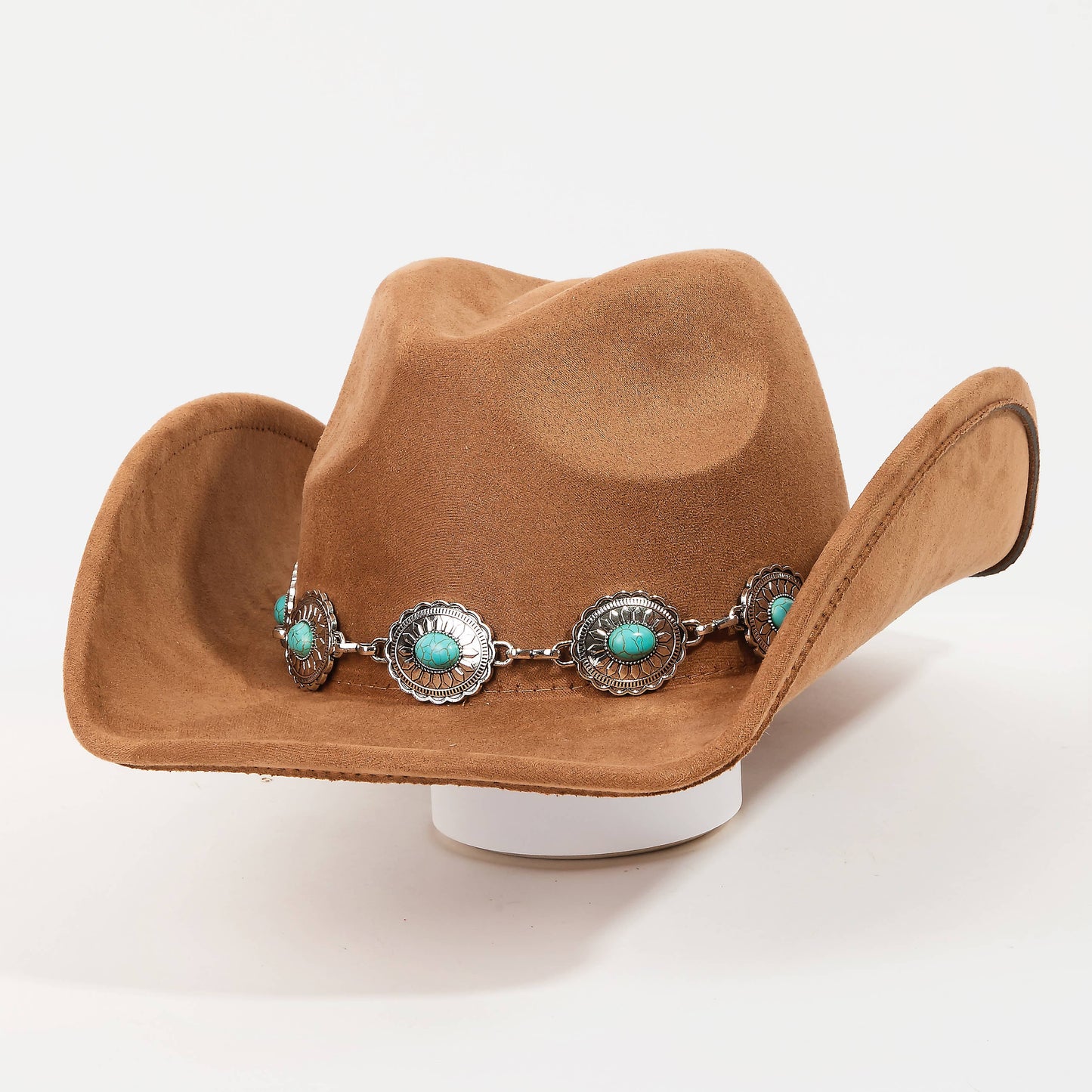 Turquoise Oval Stone Strap Cowboy Hat