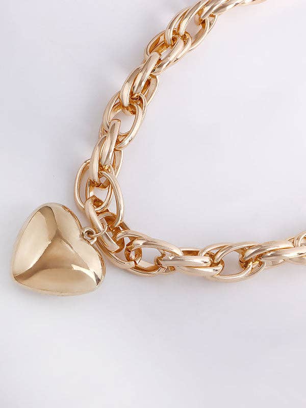 Normcore Chains Heart Shape Solid Color Necklaces Accessories