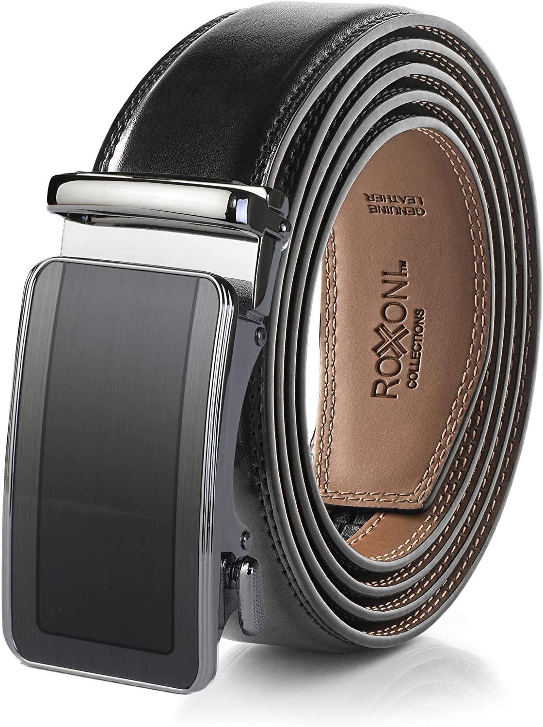 Men’s Genuine Leather Ratchet Belt with Automatic Buckle