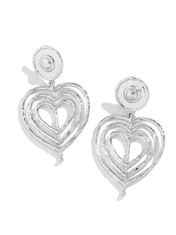 Normcore Geometric Heart Shape Hollow Solid Color Drop Earrings