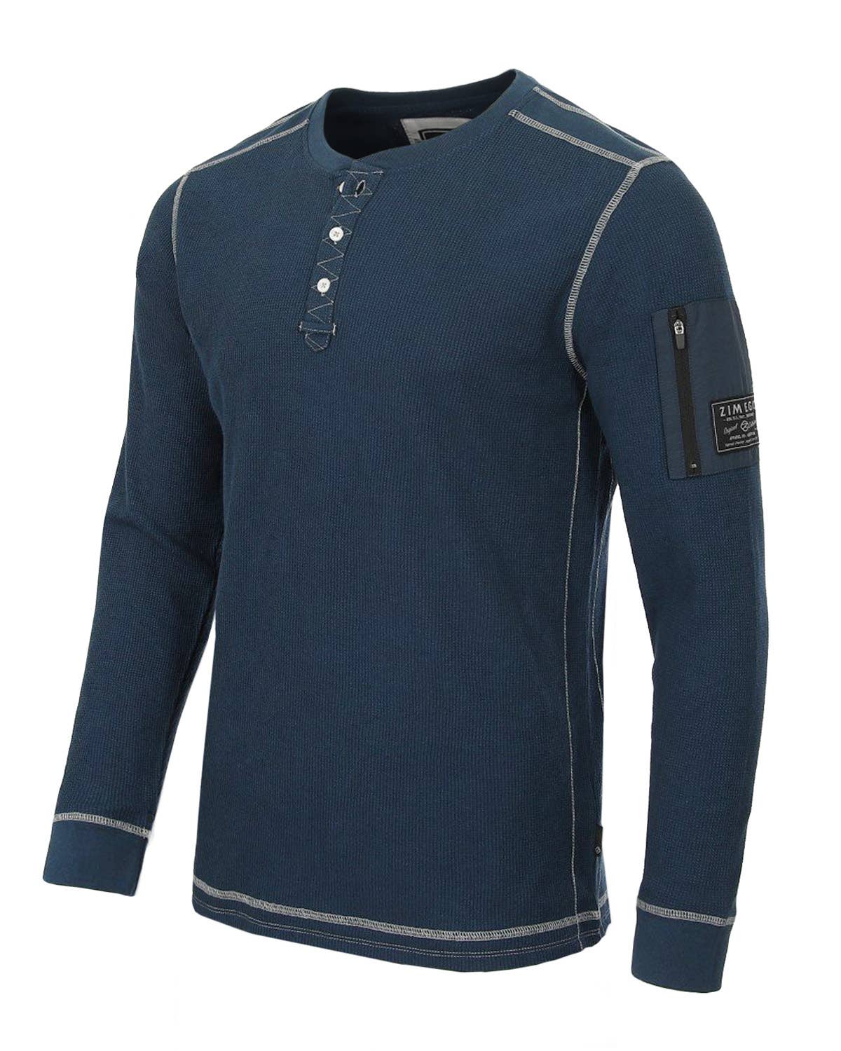 LS607PK - ZIMEGO Casual Basic Long Sleeve Thermal Henley