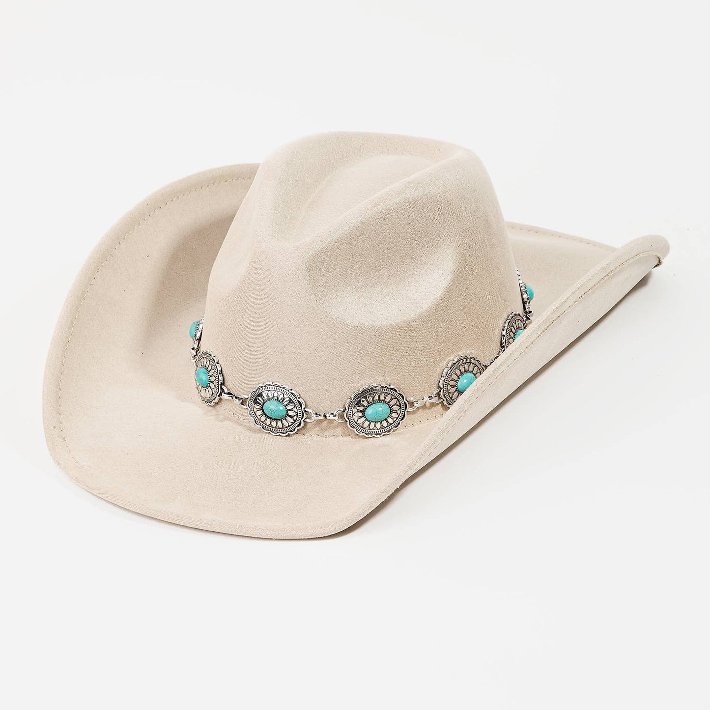 Turquoise Oval Stone Strap Cowboy Hat