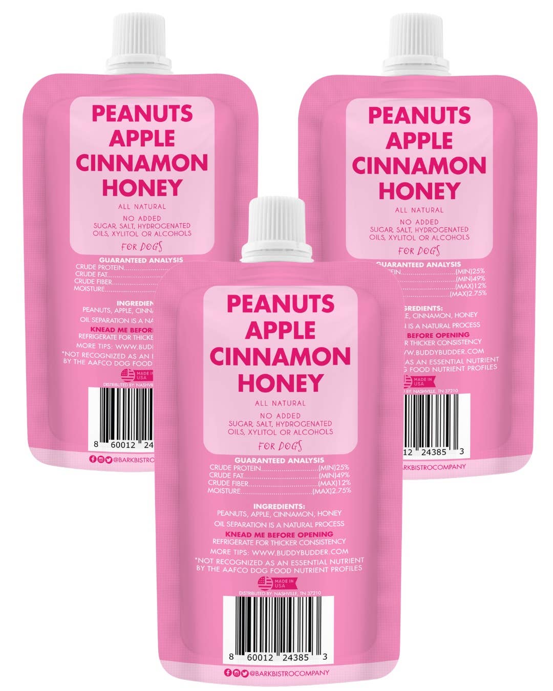 Dog Peanut Butter - 4oz Squeeze Packs Awesome Apple Budder