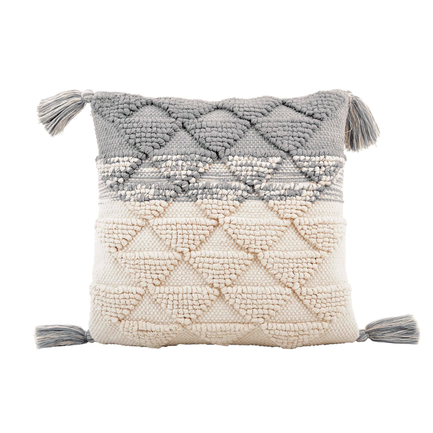 16 in. White Pillow With Tassels