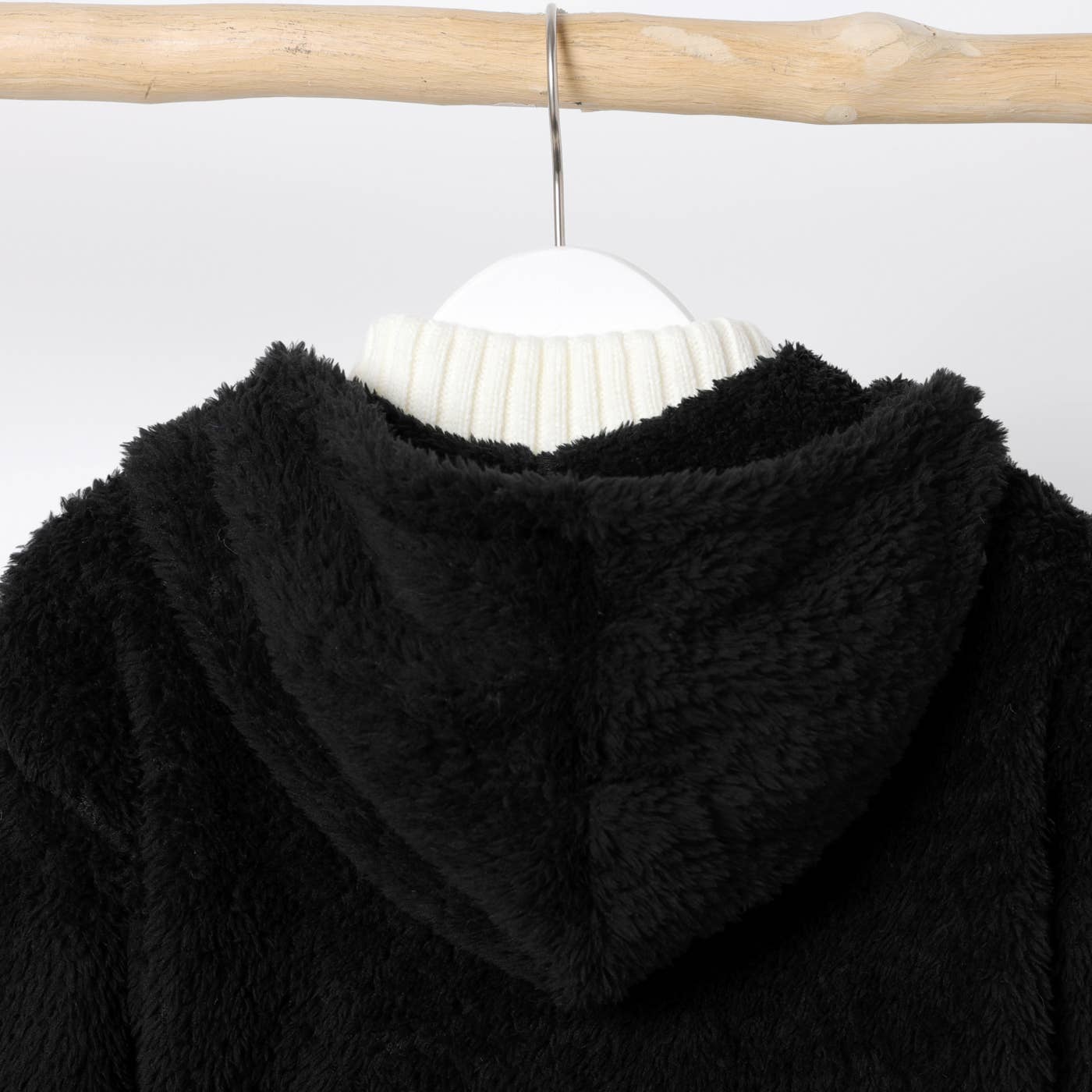 Kid Boy/Girl Solid Color Hooded Fuzzy Coat