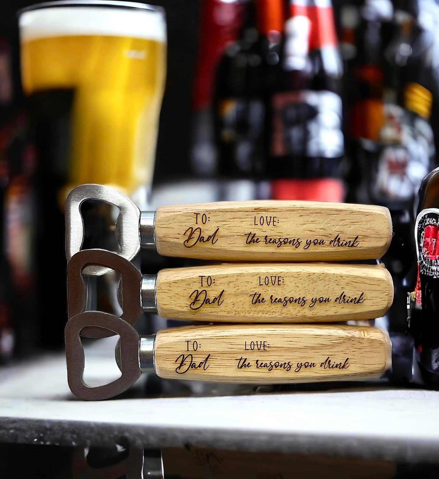 Wholesale Bottle Openers Engraved Wood For Dad Father's bar