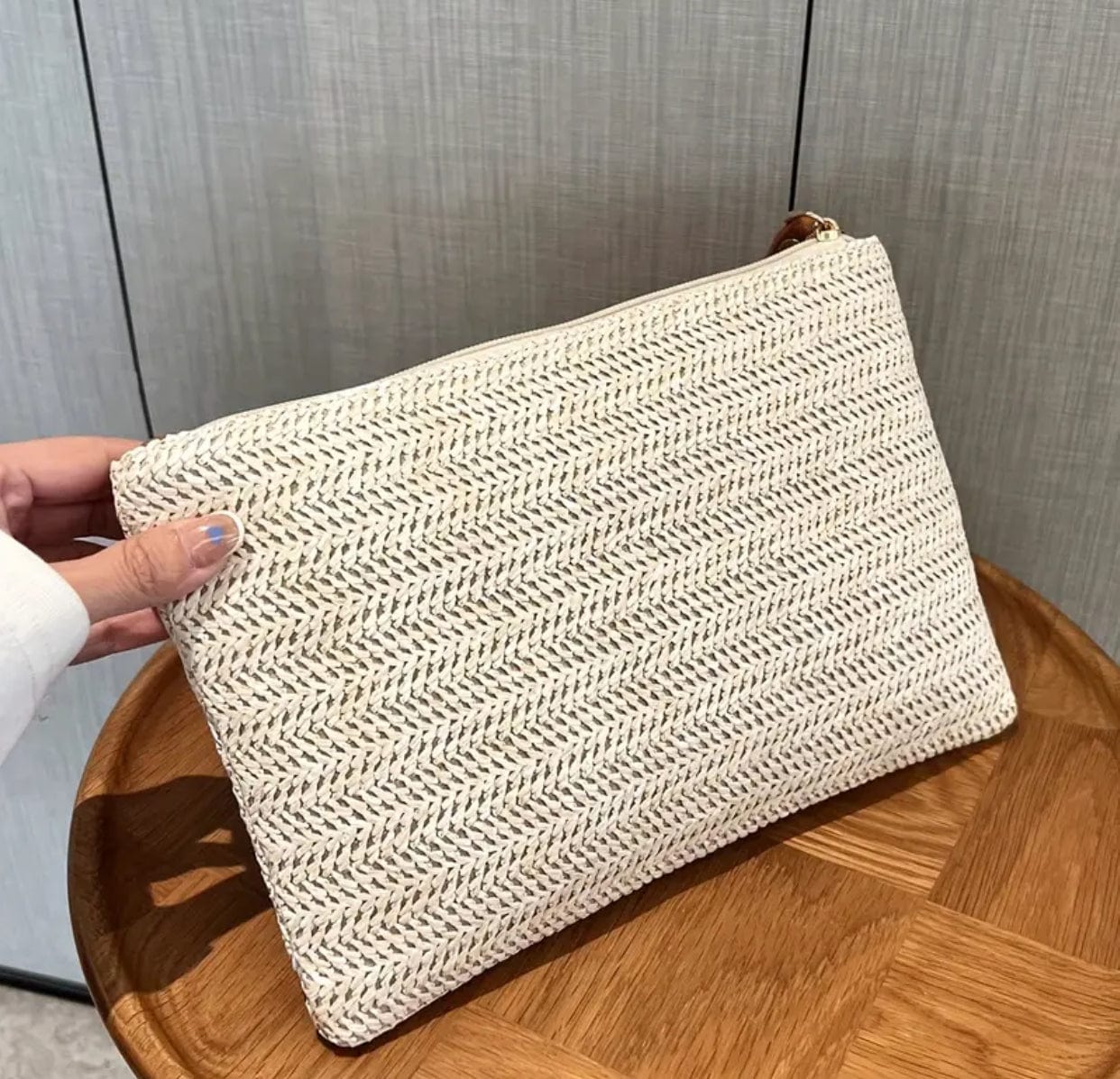 Straw Woven Clutch w/ Wrist Strap