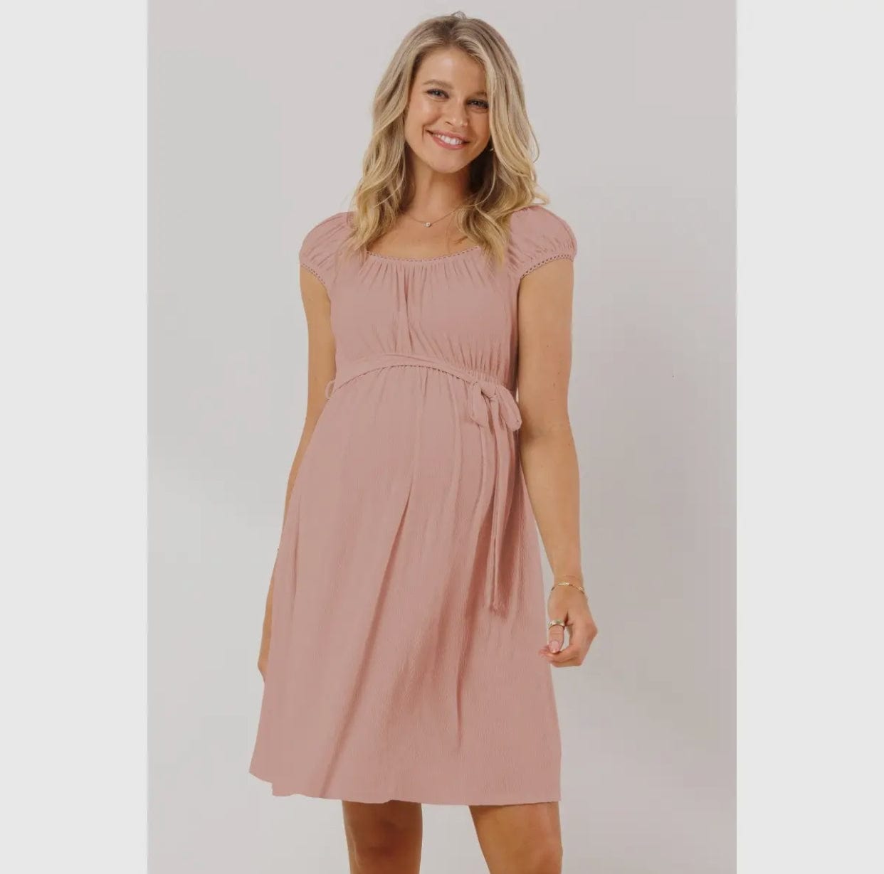 Cap Sleeve Babydoll Maternity Dress with Pockets