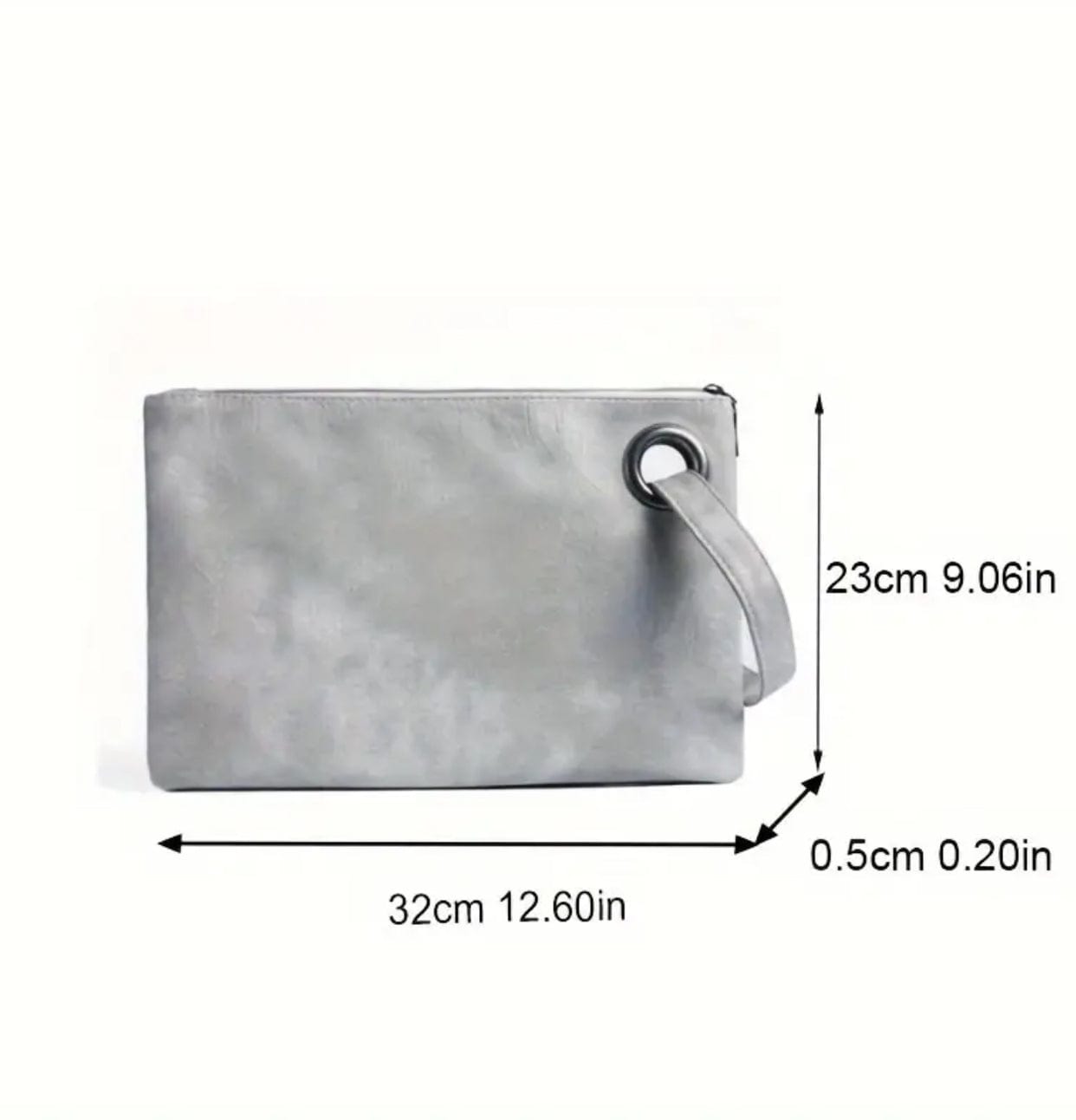 Trendy PU Leather Large Clutch w/Wrist Strap