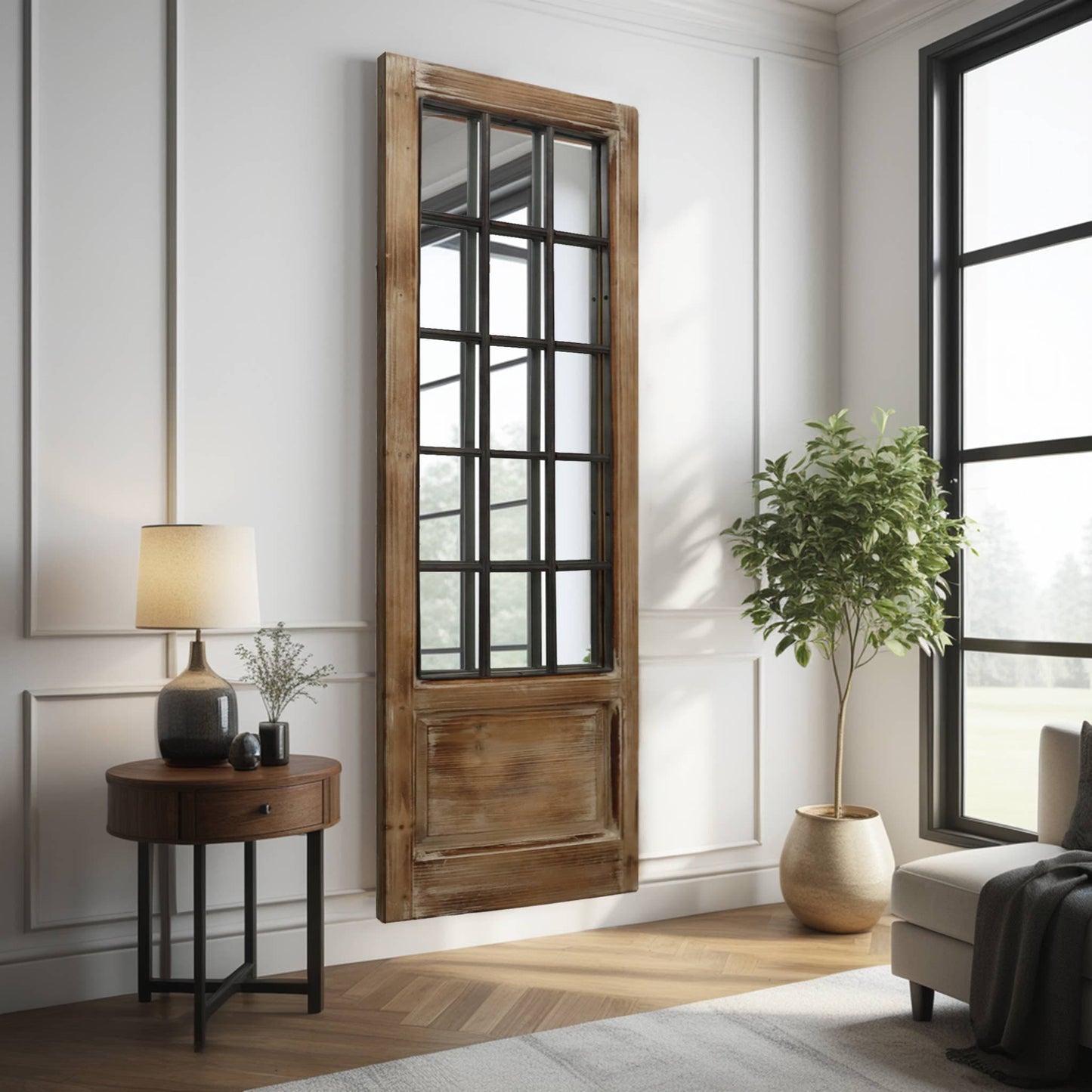 Accent Windowpane Wood Mirror