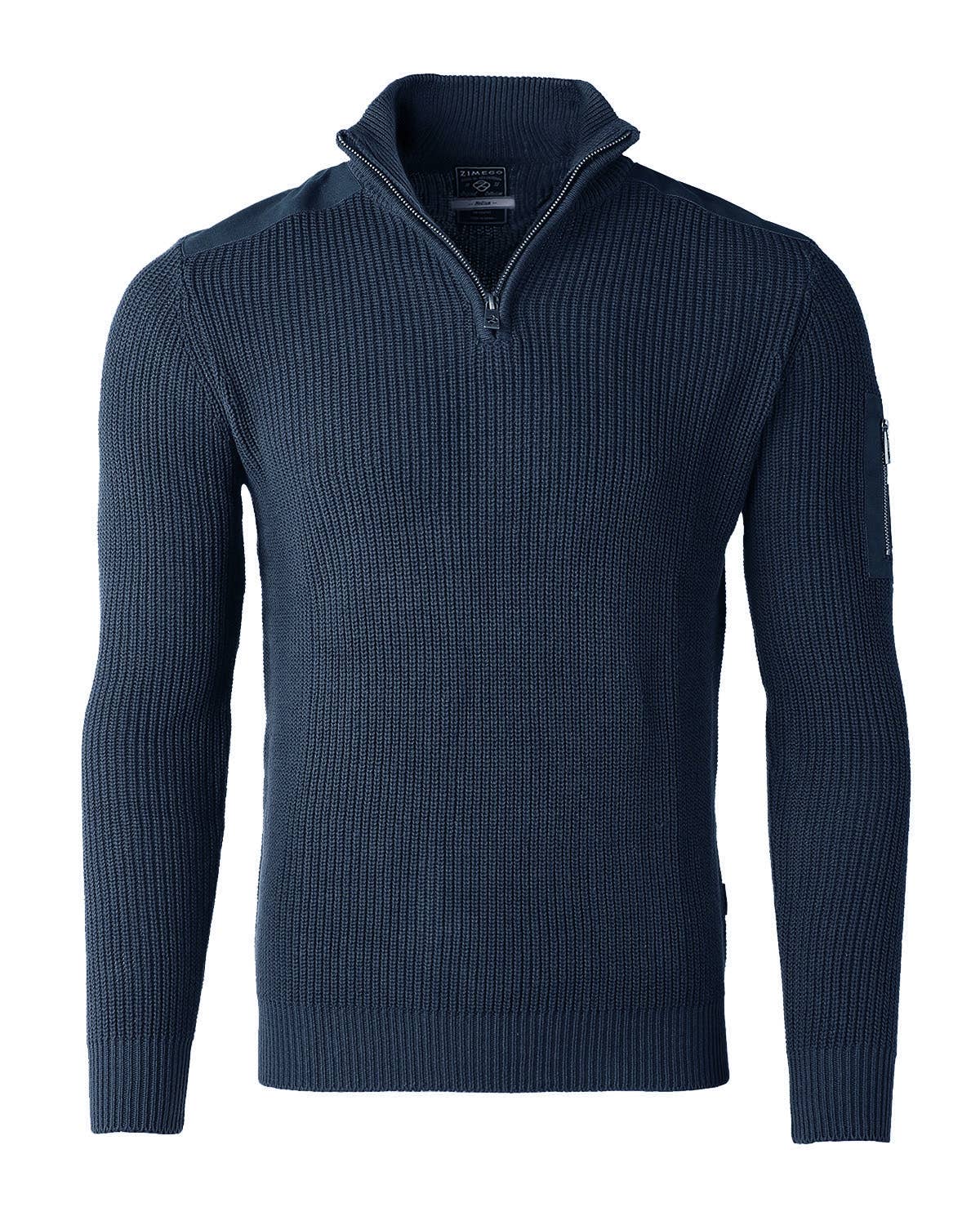 SWT31 ZIMEGO Mens Quarter Zip Up Mock Turtle Neck Sweater