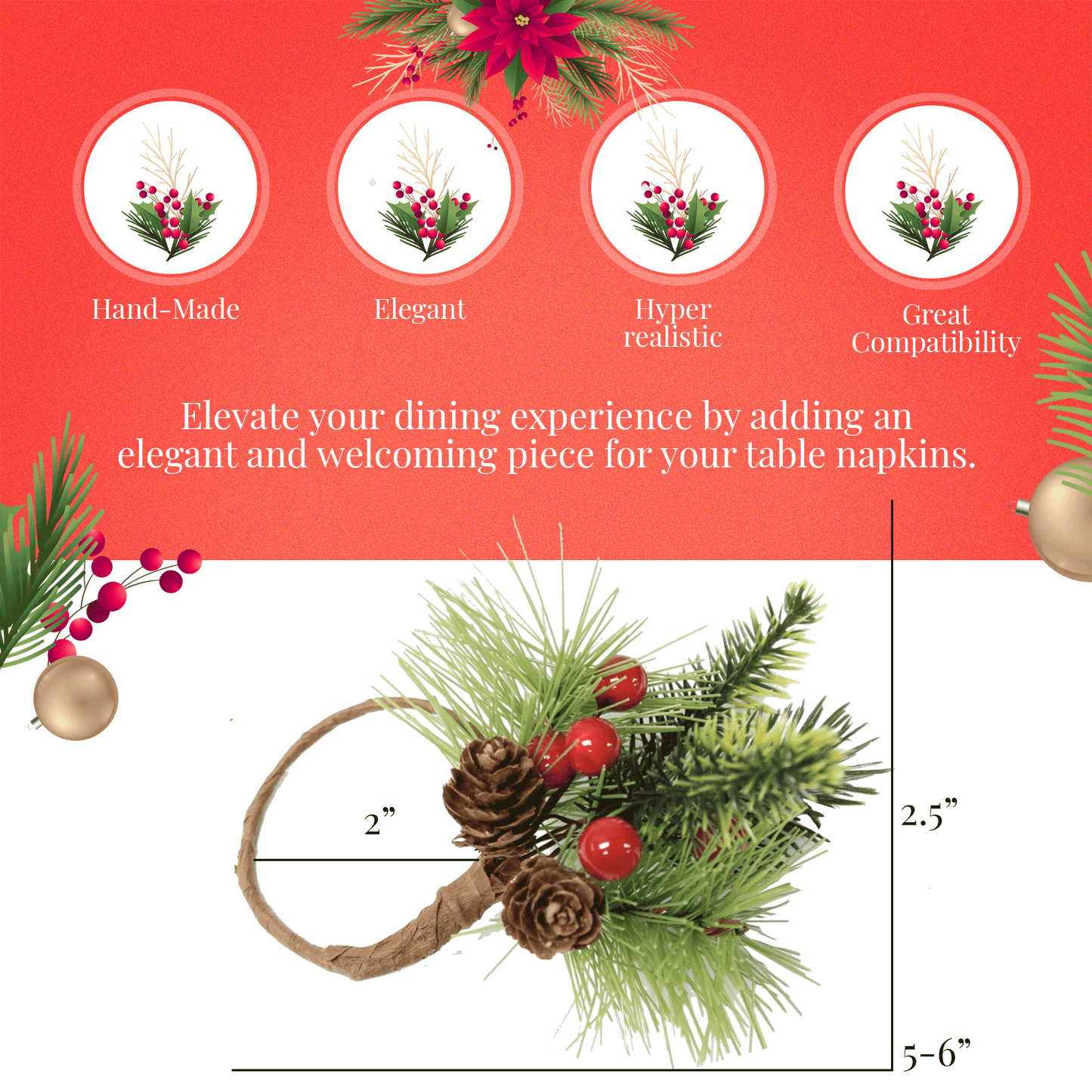 Pack of 6-Christmas Special Edition Napkin Rings