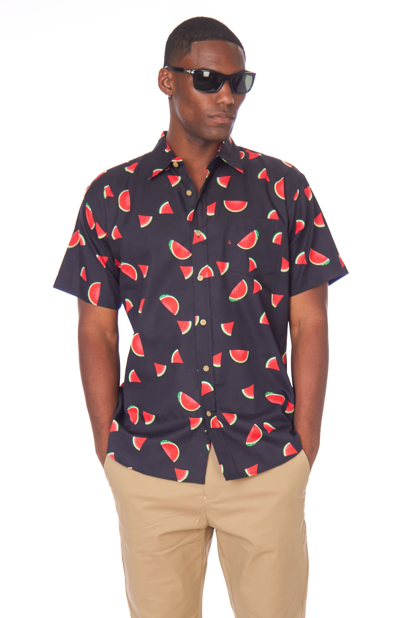 Men's Printed Woven Fun Print Short Sleeve Cotton Shirt
