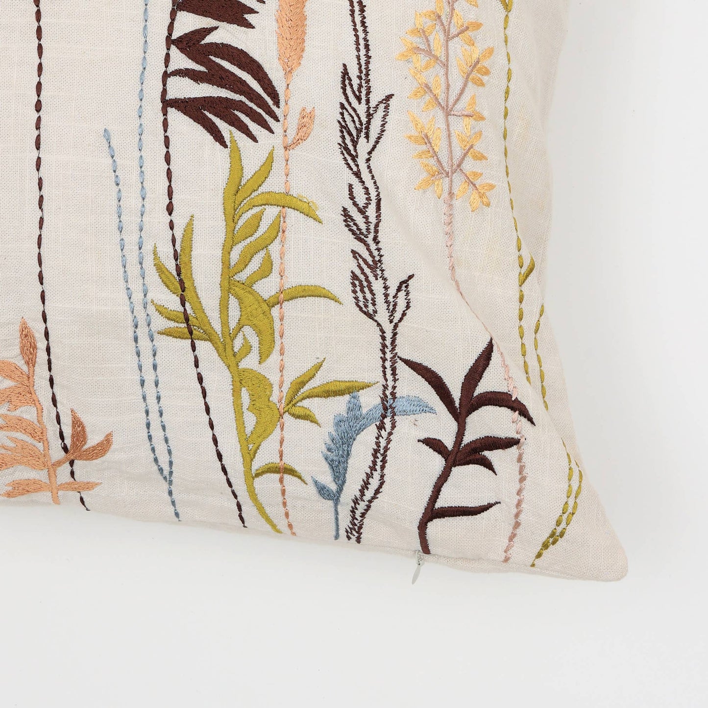 Botanical Bloom Decorative Embroidered Throw Pillow-18X18"