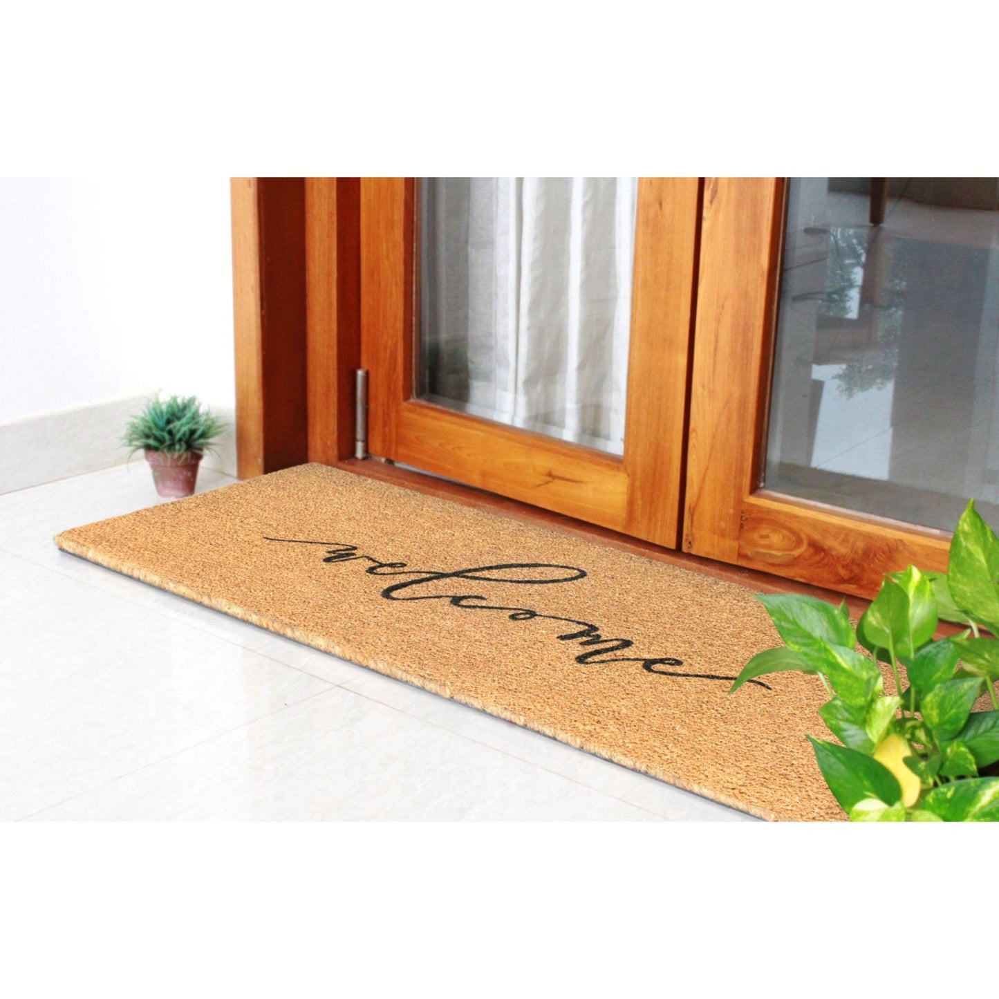 RugSmith Black Scripty Welcome Doormat, 18" x 48"