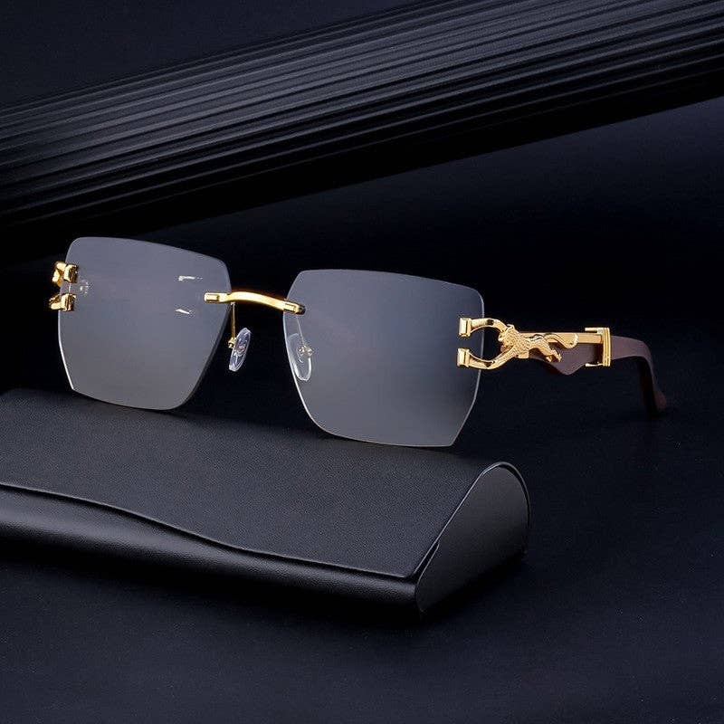 Vintage Leopard Print Square Sunglasses For Men