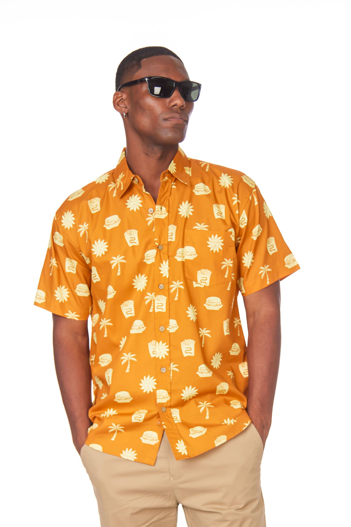 Men's Printed Woven Fun Print Short Sleeve Cotton Shirt