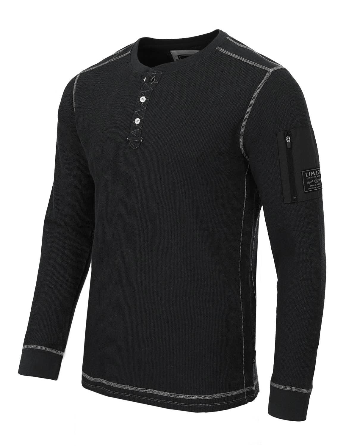 LS607PK - ZIMEGO Casual Basic Long Sleeve Thermal Henley