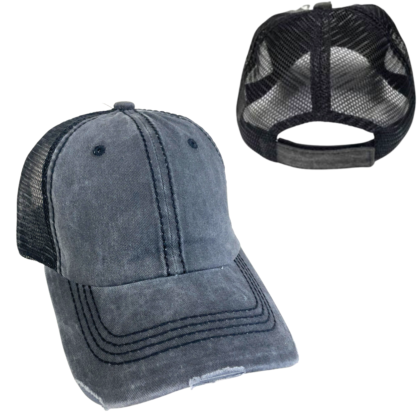 YOUR PERSONALIZED TOWN, STATE, AND LATITUDE / LONGITUDE HATS: Charcoal with White Mesh Unisex