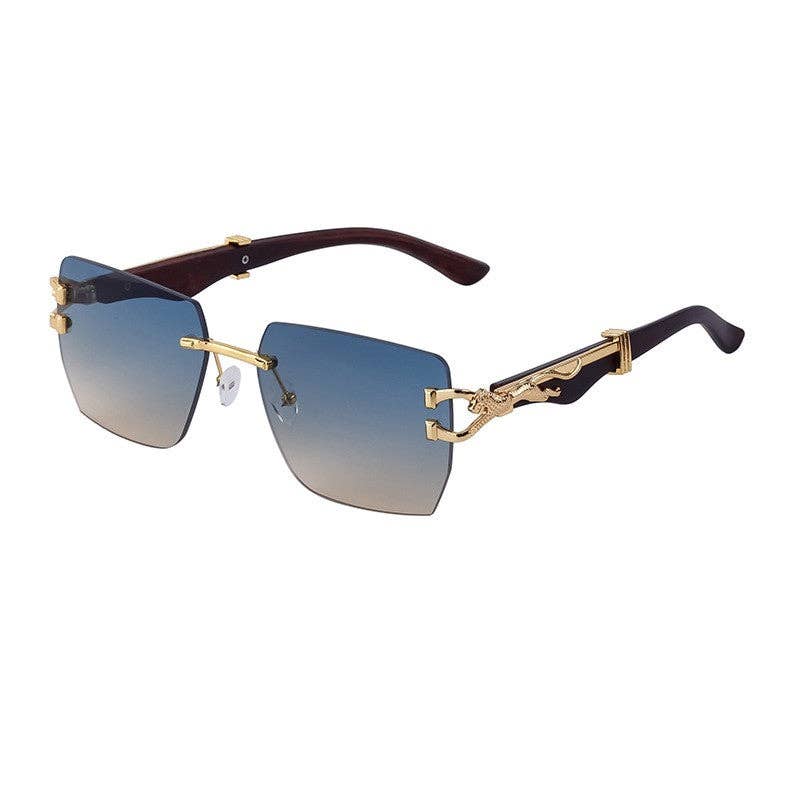 Vintage Leopard Print Square Sunglasses For Men