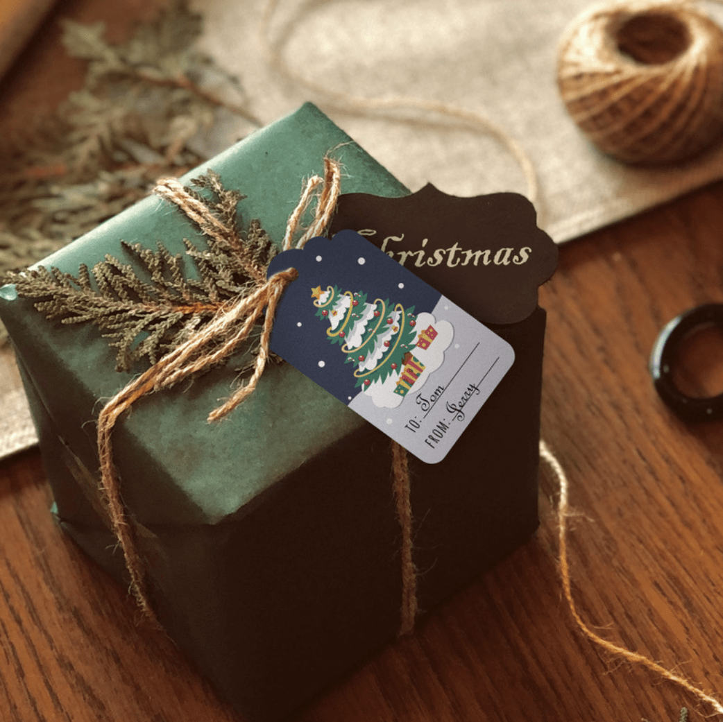 Christmas holidays bags gifts tags jute rope, set of 10