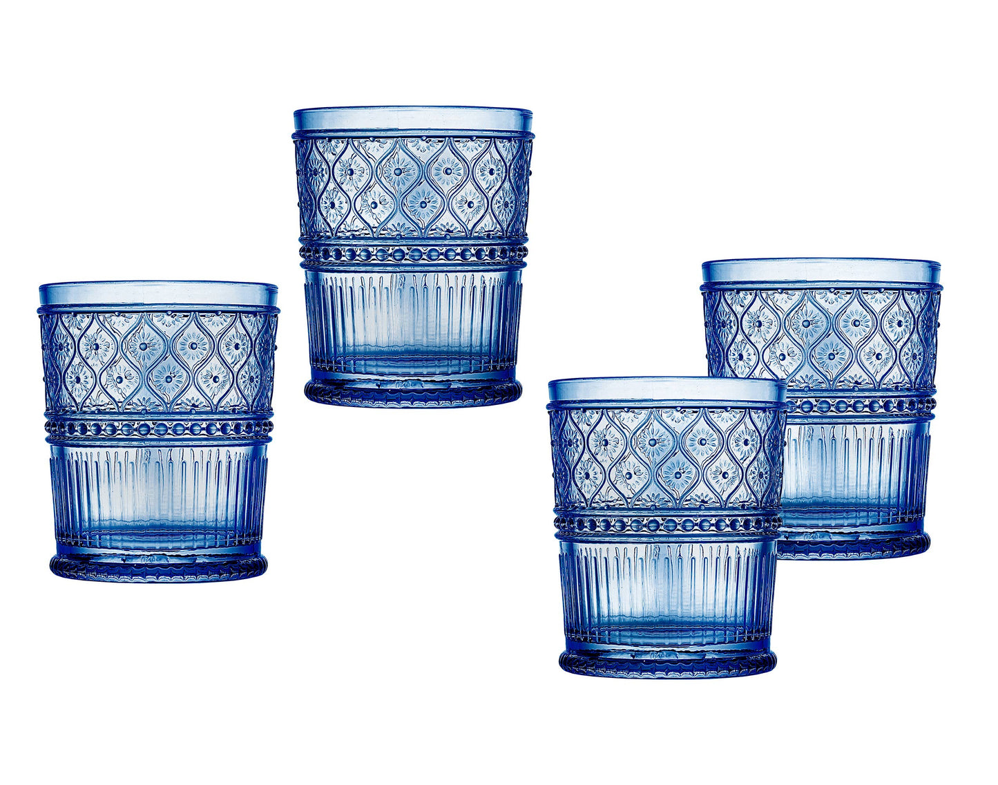 Claro Blue Double Old Fashion, Set of 4