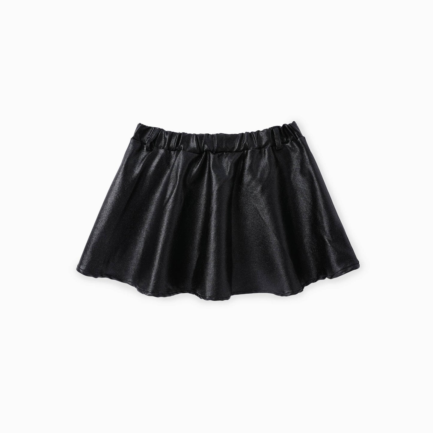 Toddler Girl 2pcs Puff-sleeve Tee and Leather Skirt Set