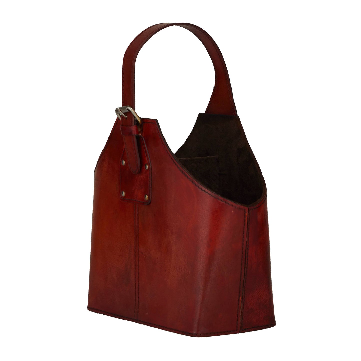 Modern Red Leather Wine Holder