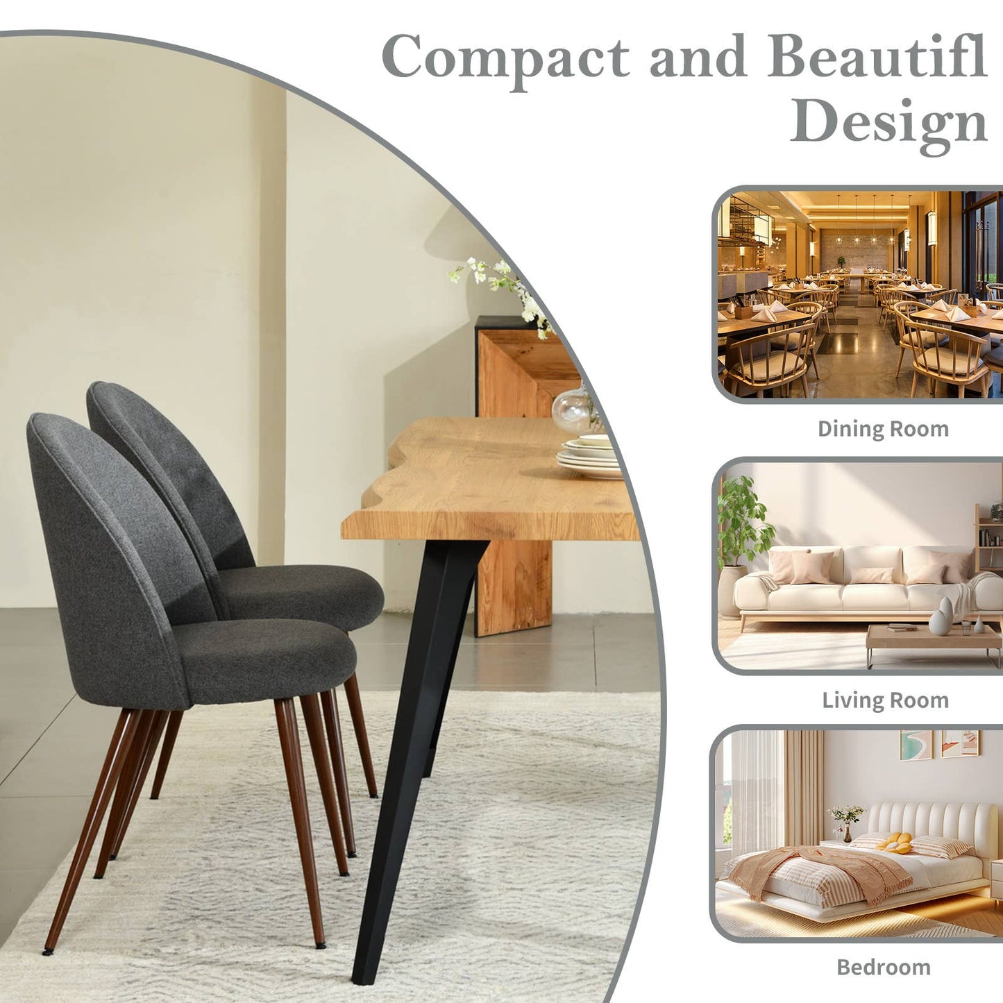 5-Piece Dining Set-63" Wave-Edge Wal Table and Chair Options
