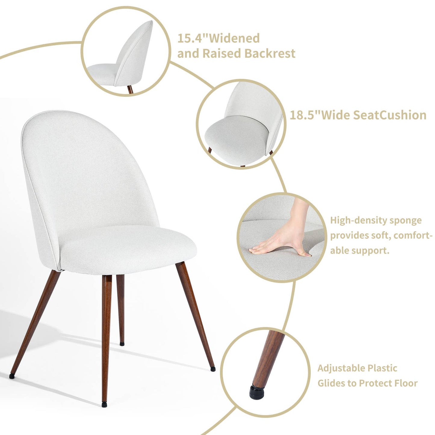 5-Piece Dining Set-63" Wave-Edge Wal Table and Chair Options