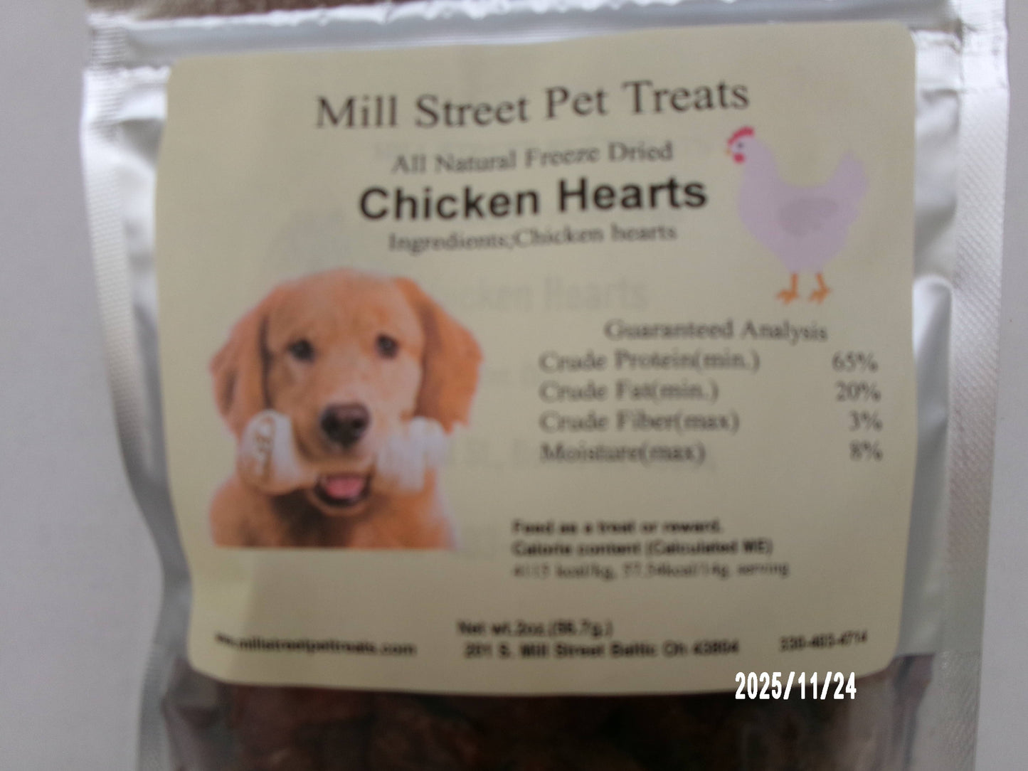 Chicken Hearts Freeze Dried/2oz.