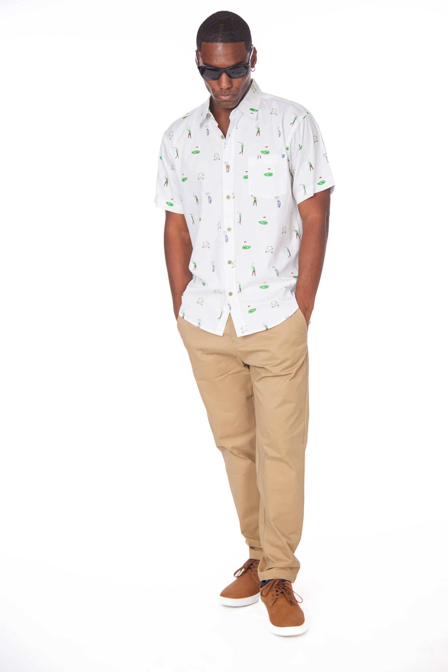 Men's Printed Woven Fun Print Short Sleeve Cotton Shirt