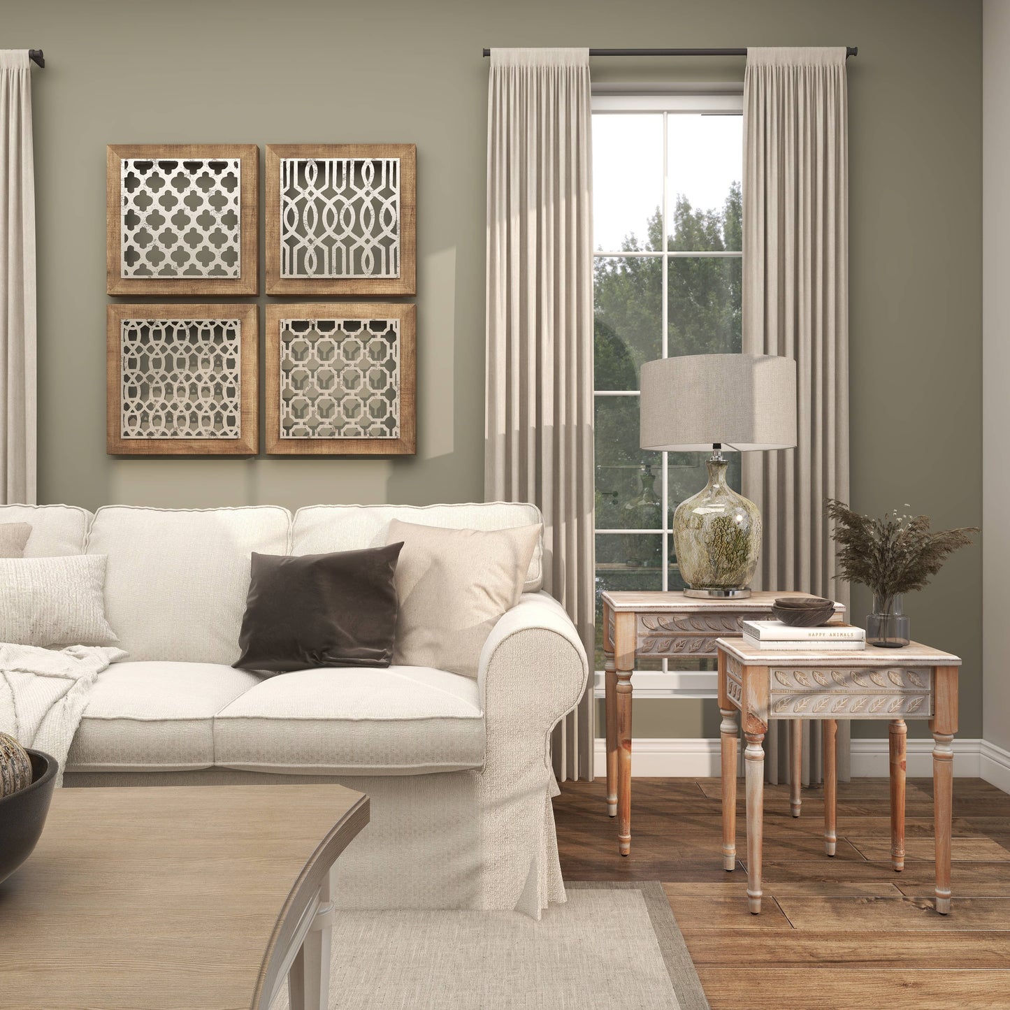 Farmhouse Brown Wooden Accent Table Large