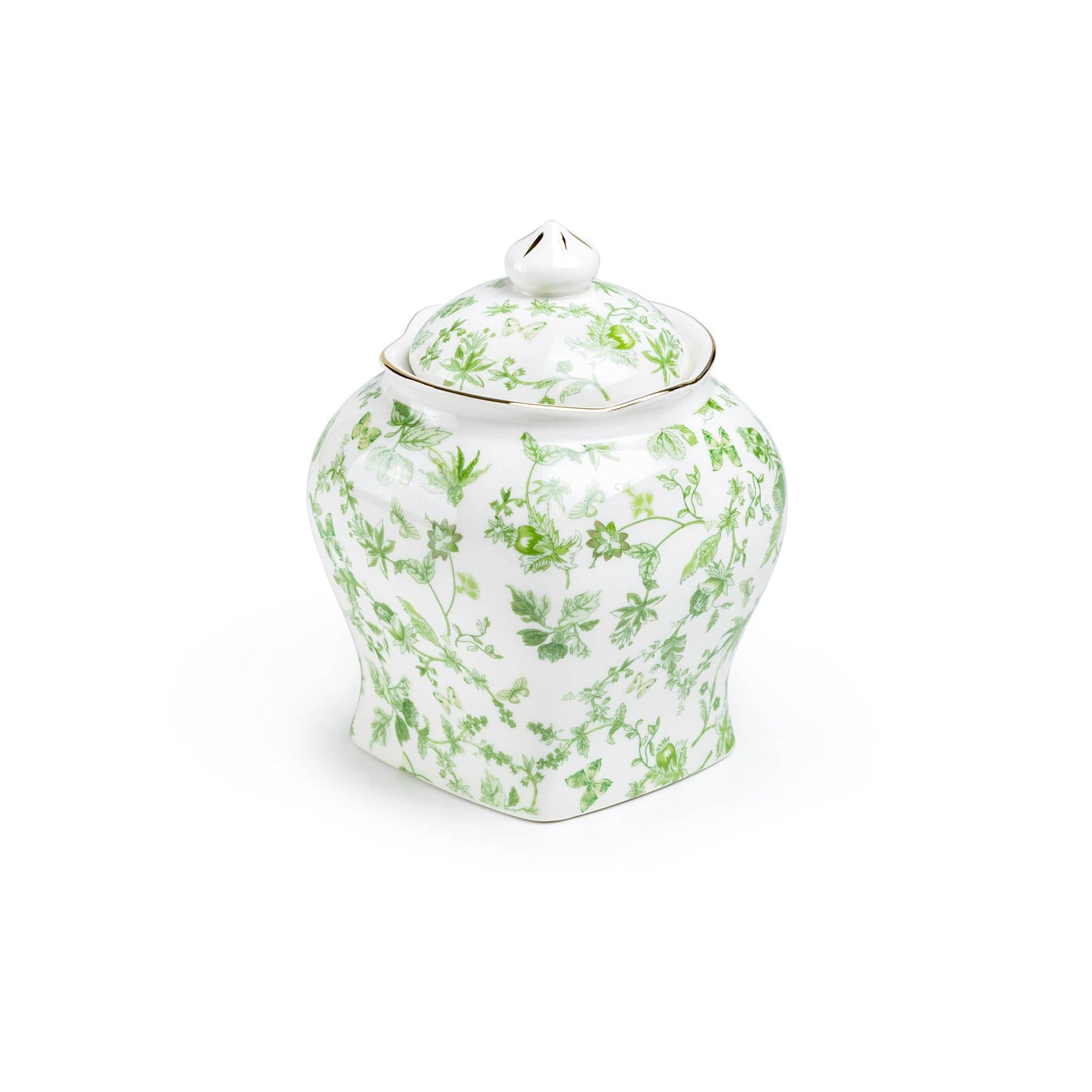 Fine Porcelain 6.5" Tall Medium Size Green Canister