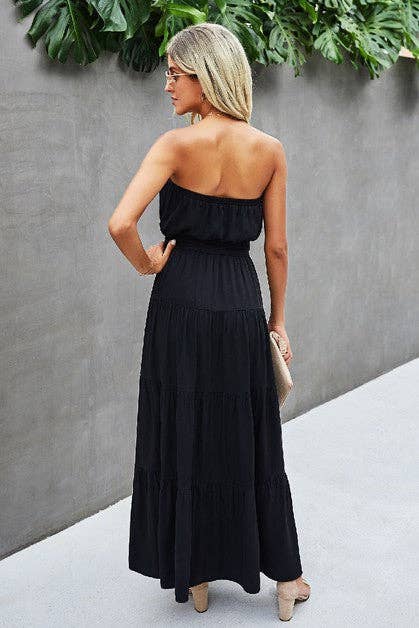 Off Shoulder Waist Tie Ruffle Dress - Clearance