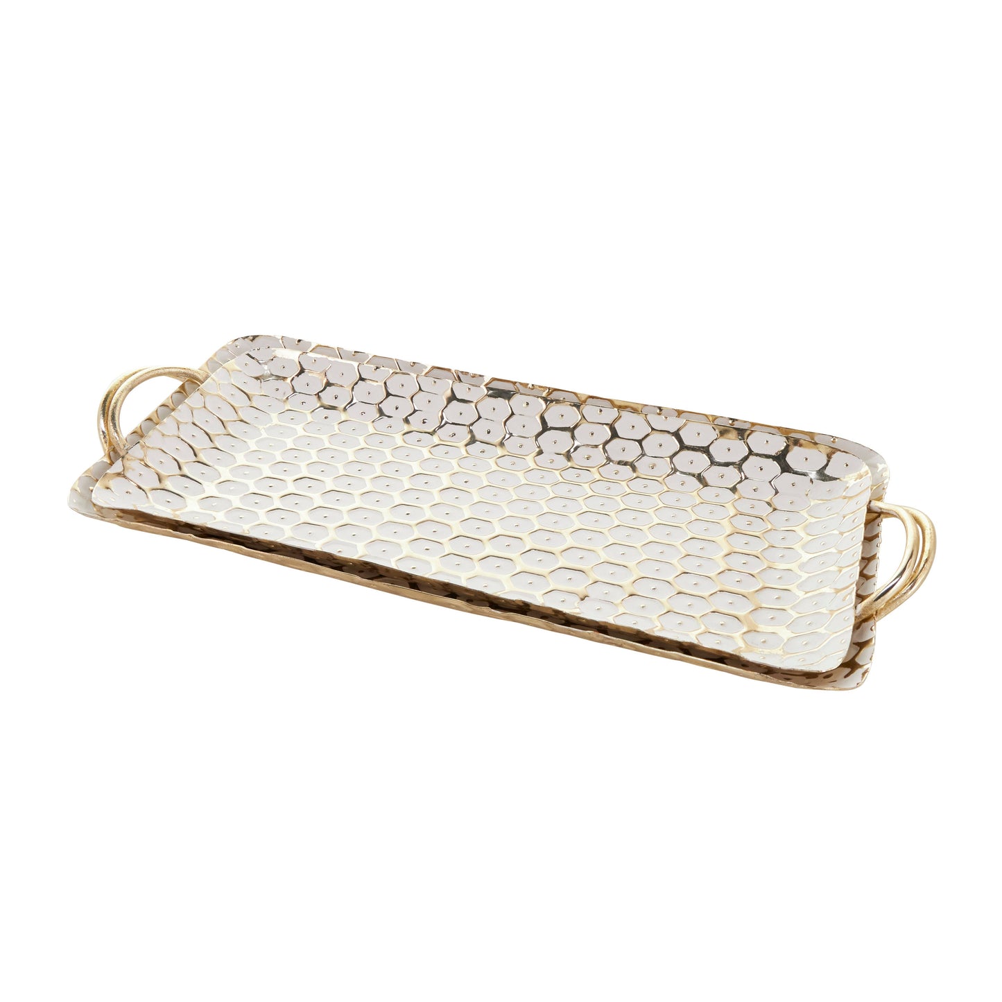 Large Gold and White Metal Tray
