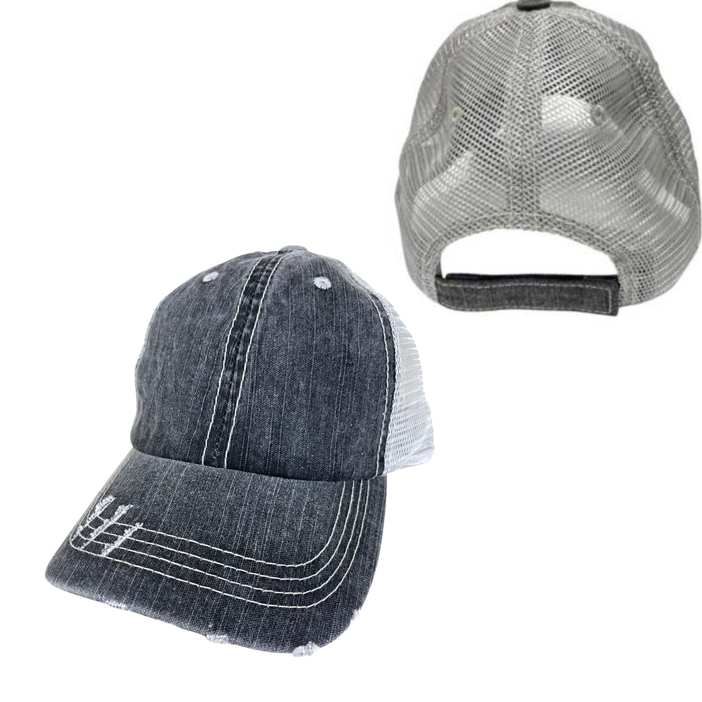 YOUR PERSONALIZED TOWN, STATE, AND LATITUDE / LONGITUDE HATS: Charcoal with White Mesh Unisex