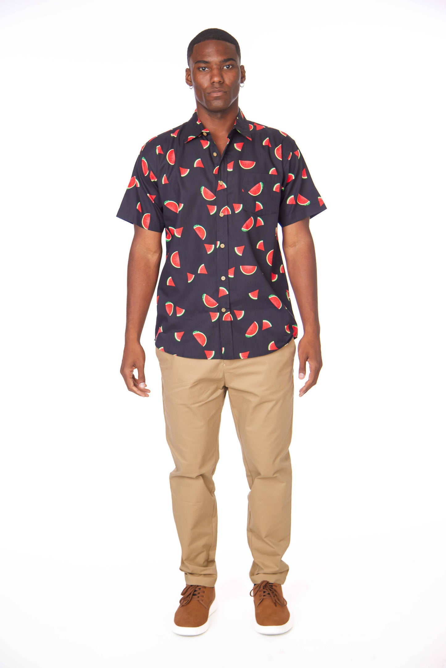 Men's Printed Woven Fun Print Short Sleeve Cotton Shirt