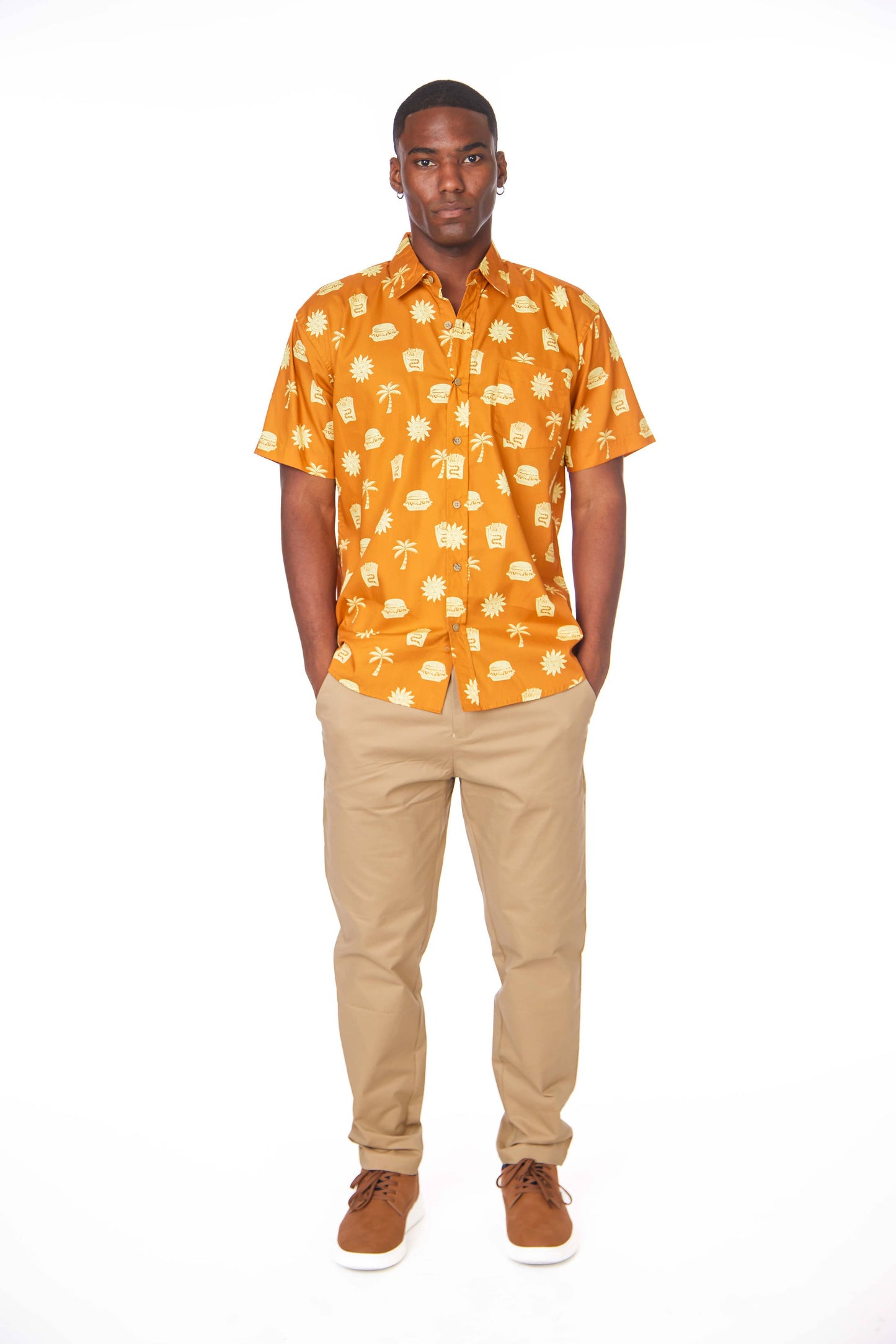 Men's Printed Woven Fun Print Short Sleeve Cotton Shirt