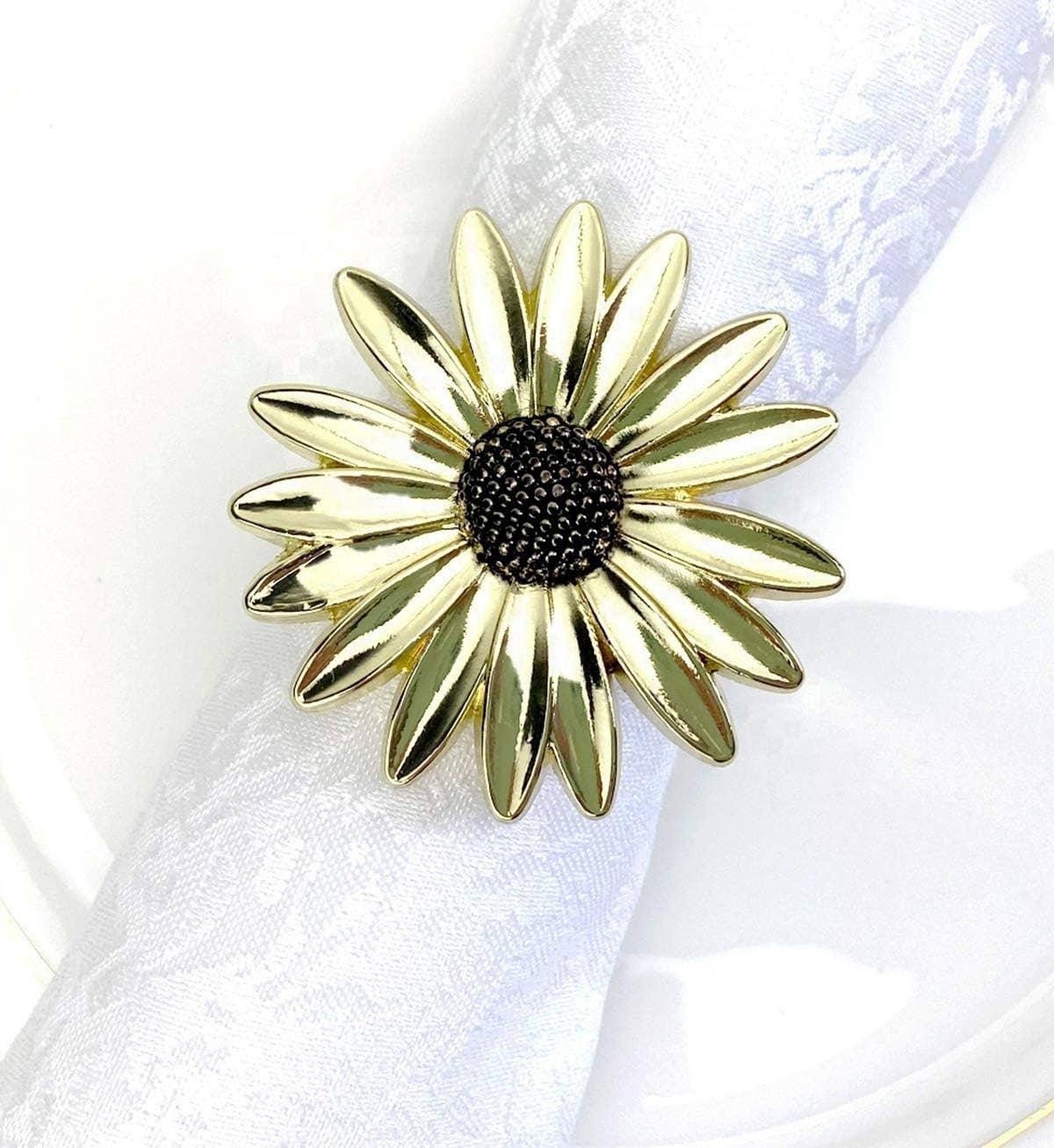 Gold Sunflower Metal Napkin Ring