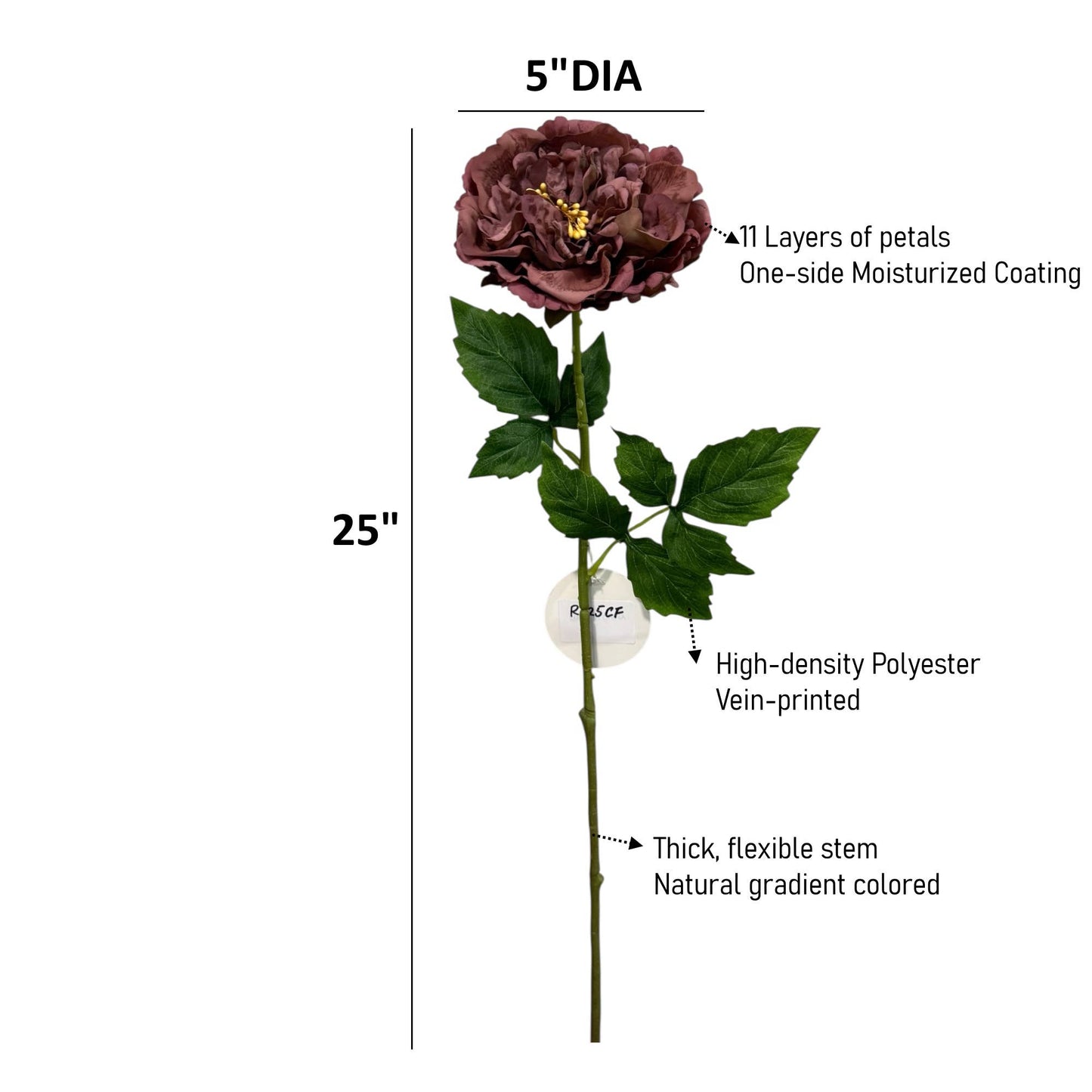 25” Fall Edition – Real Touch Moisturized Coating Peony Stem