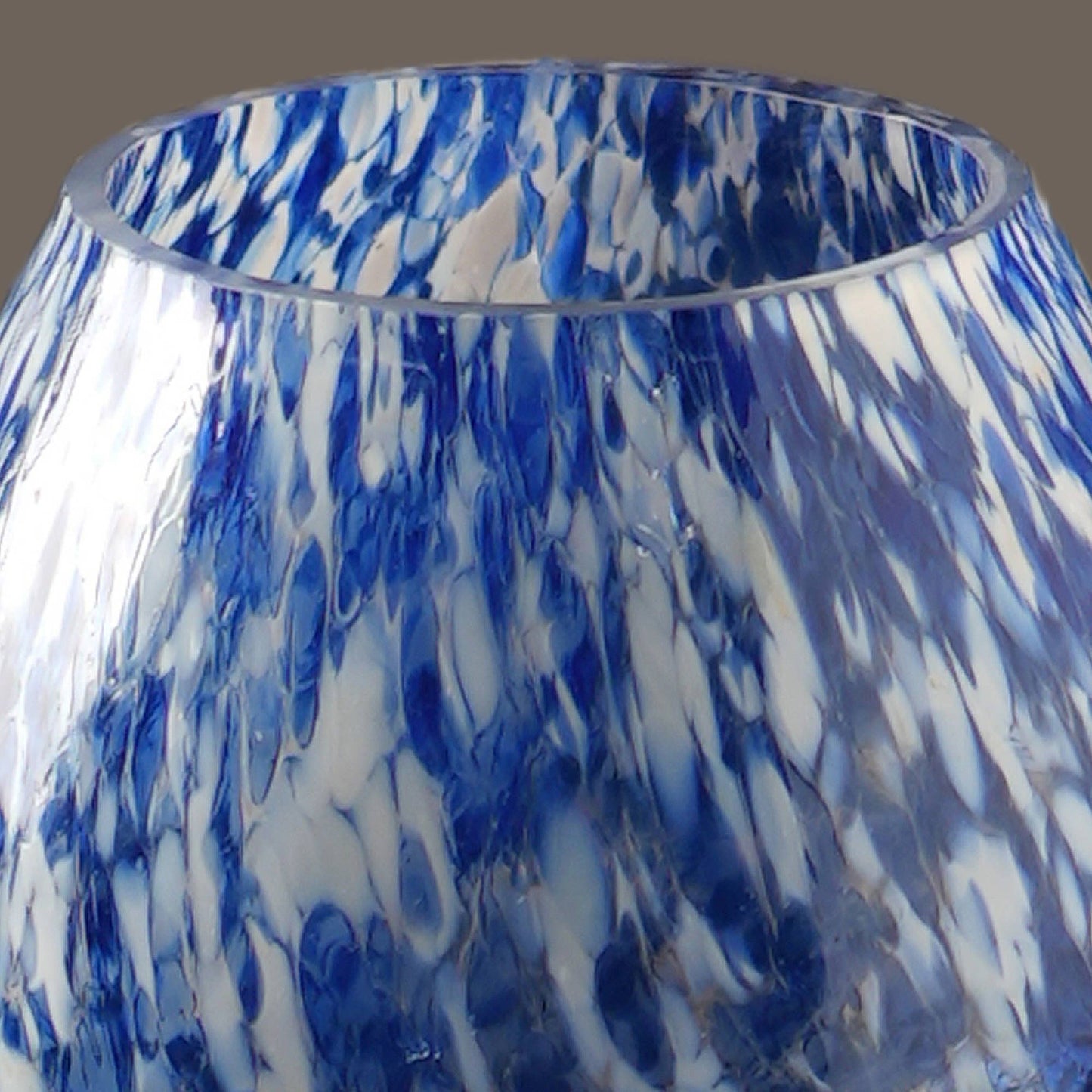 WHITE & BLUE SPLUTTER GLASS PGB VOTIVE HOLDER