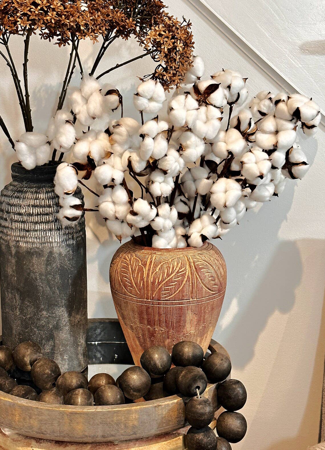 21" Cotton Stem-10 Large Cotton blossoms