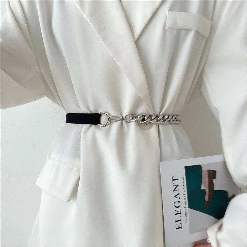 Chain Leather Splicing Simple Belt DPWB2838