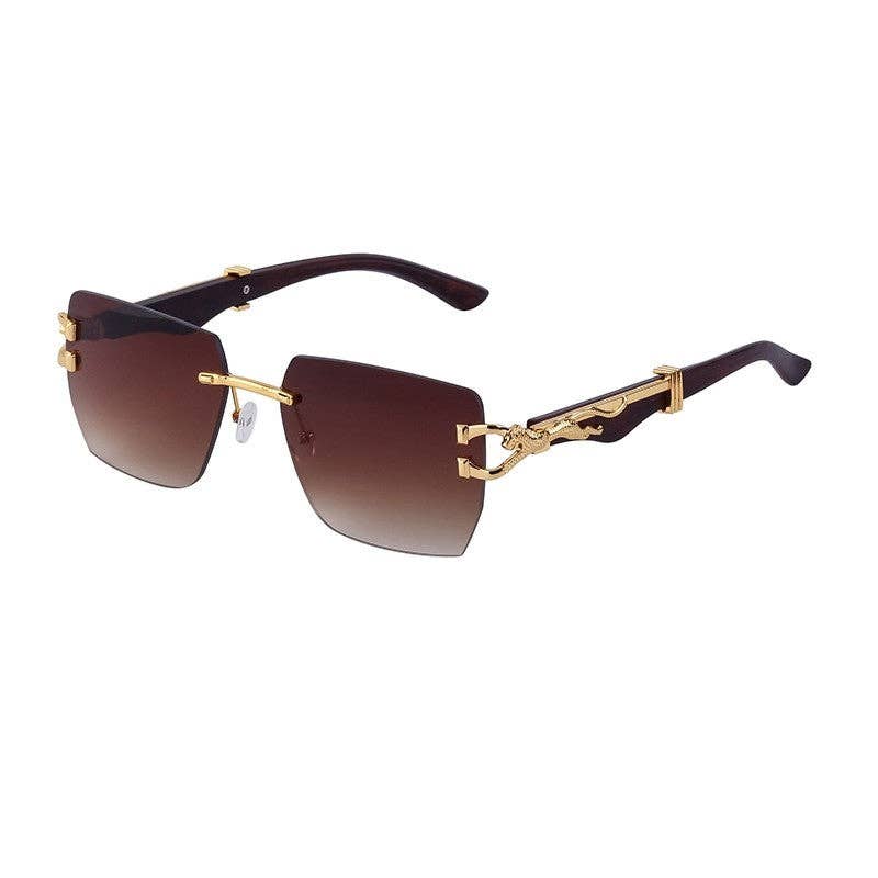 Vintage Leopard Print Square Sunglasses For Men