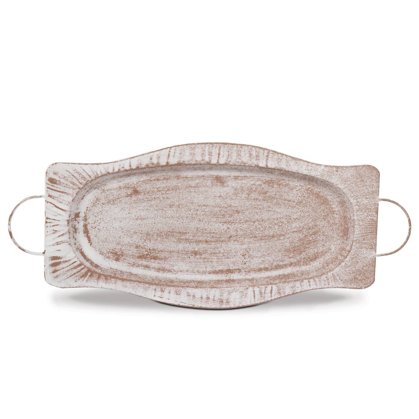 Vintage Ivory Hammered Metal Tray